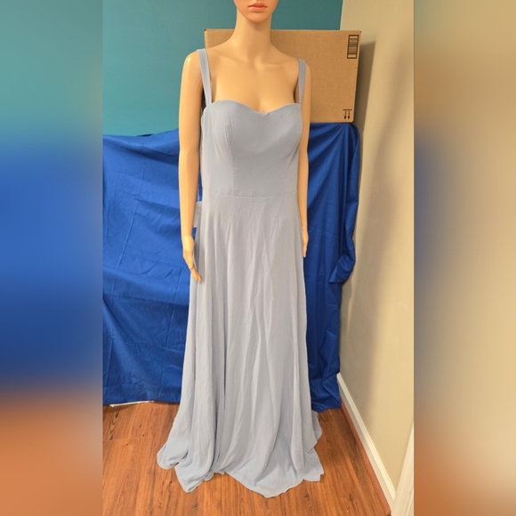 Windsor Blue Formal Gown Sweetheart Neckline Chiffon Size 16 Runs Small Fits 14 - Picture 2 of 15